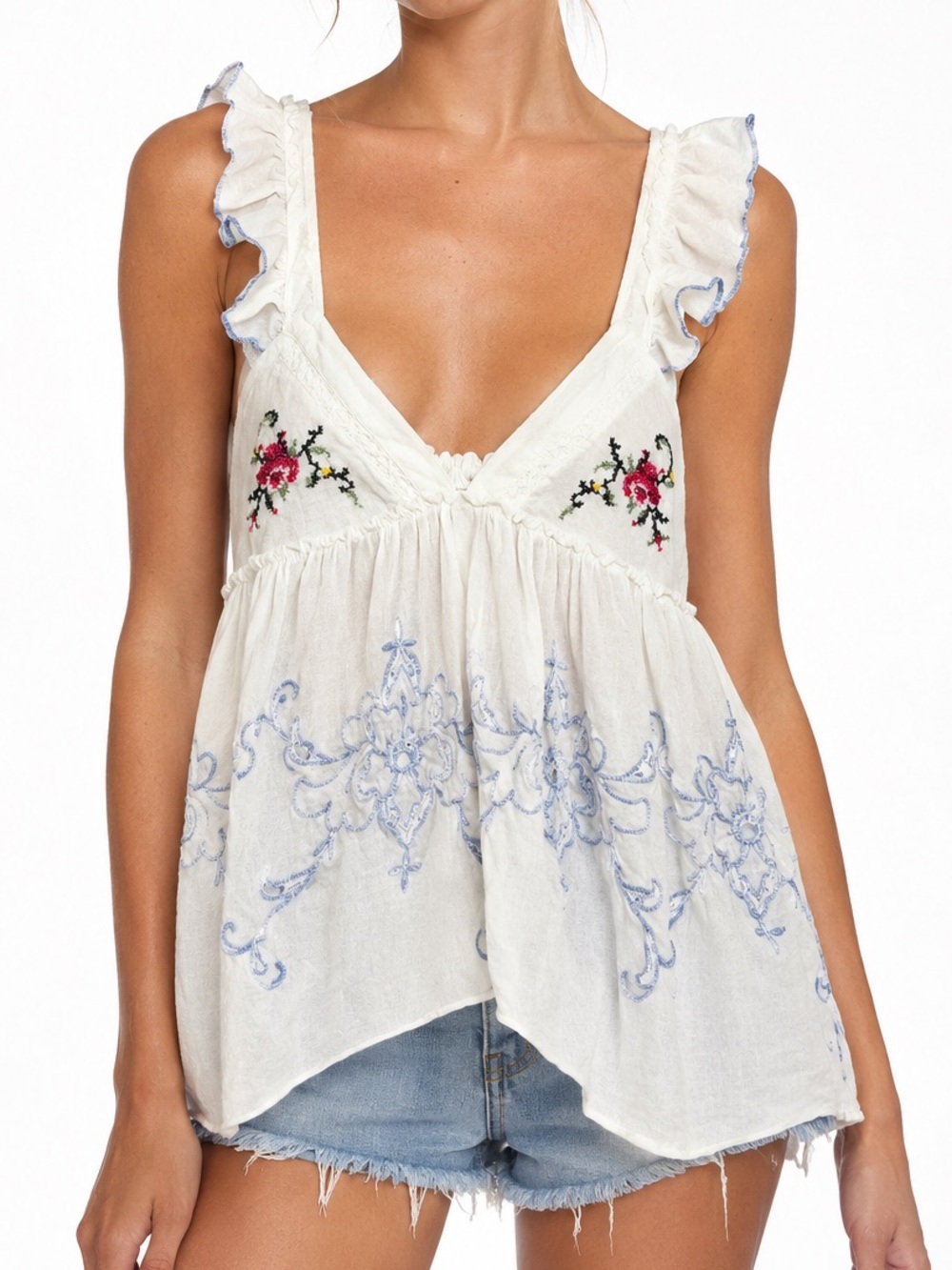 Urban Outfitters Kimchi Blue Floral Embroidered Tank